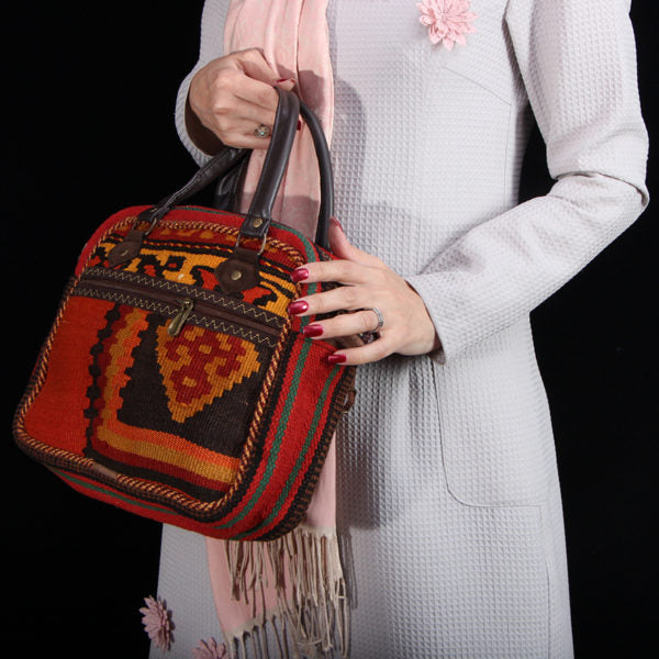 Shoulder / Saddle Leather & Kilim Handmade Bag - HPW3002 - Persiada