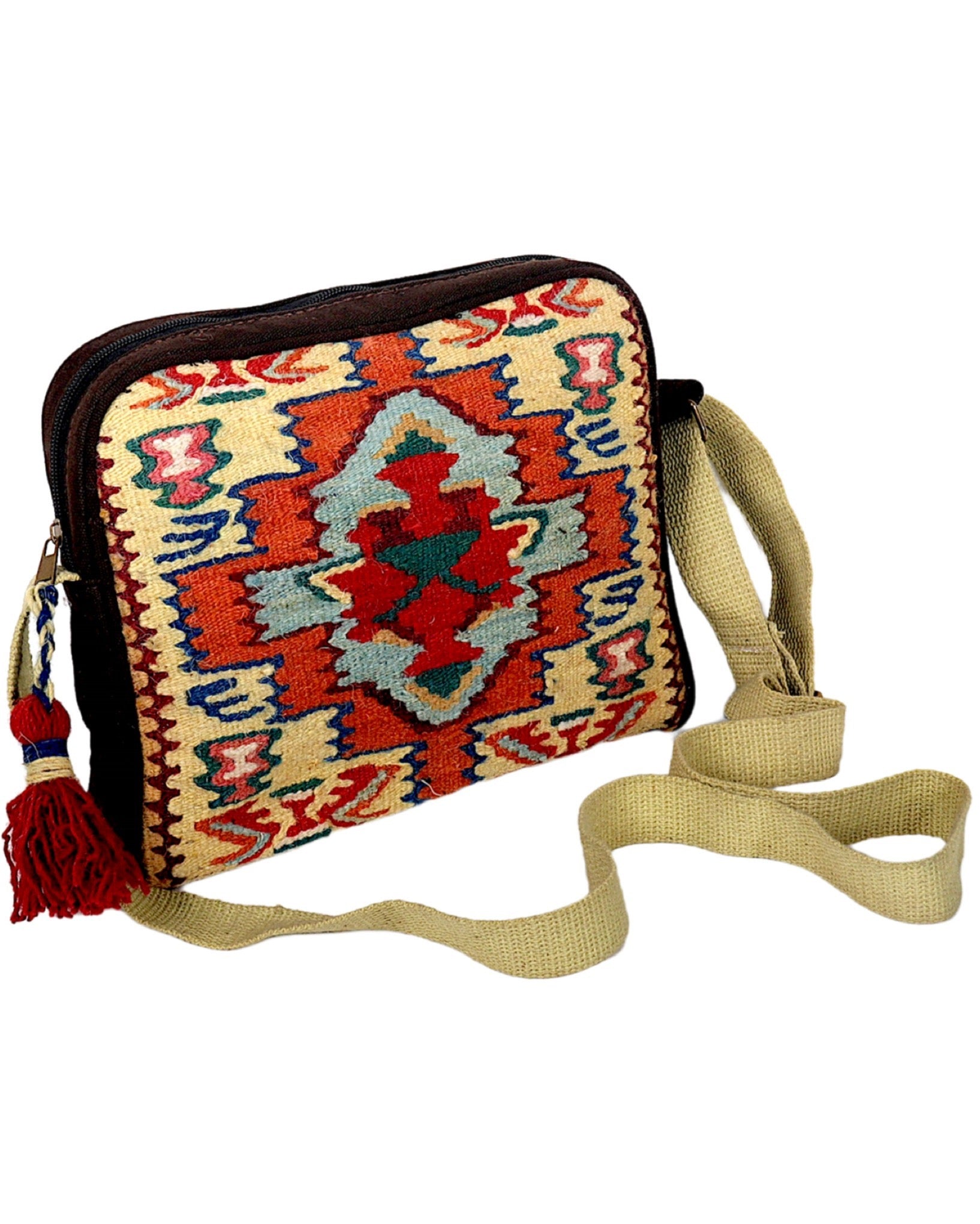 Handwoven Wool Kilim Unisex Shoulder Bag (Marc)